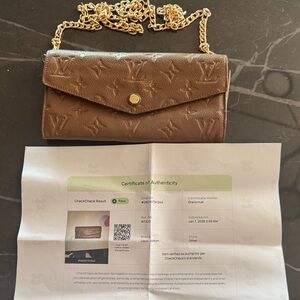 Louis Vuitton Monogram Brown Wallet with Gold Chain